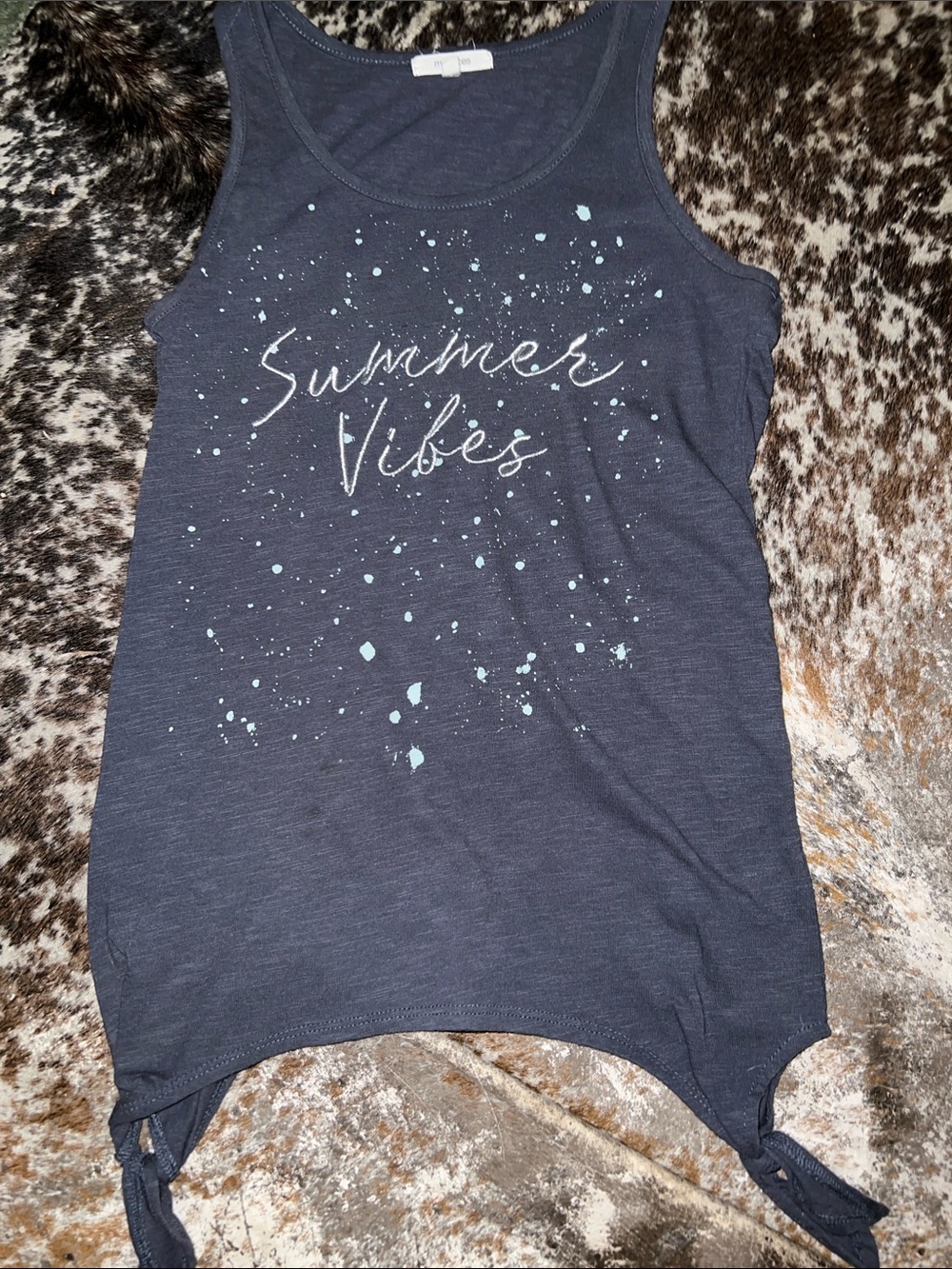 Maurices Navy Blue 'Summer Vibes' Tank with Aqua Splatter